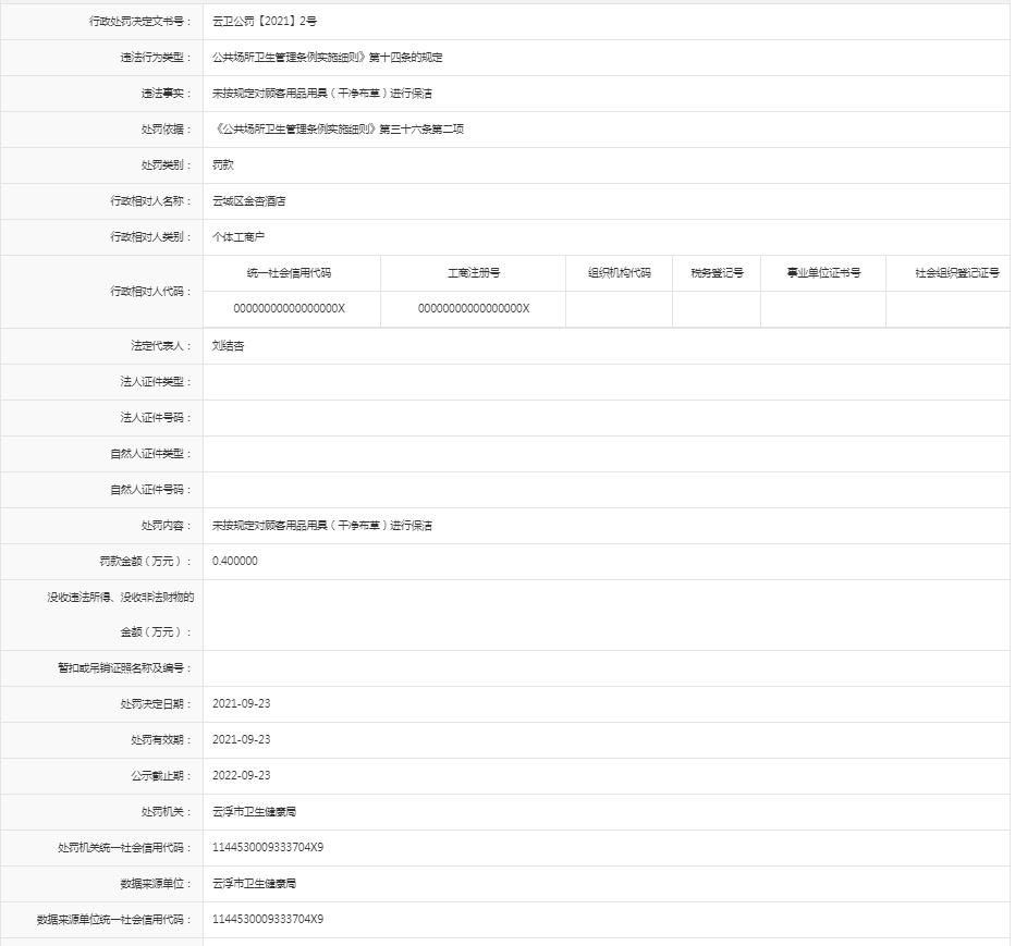 未按規(guī)定對顧客用品用具（干凈布草）進行保潔【云城區(qū)金杏酒店】.jpg